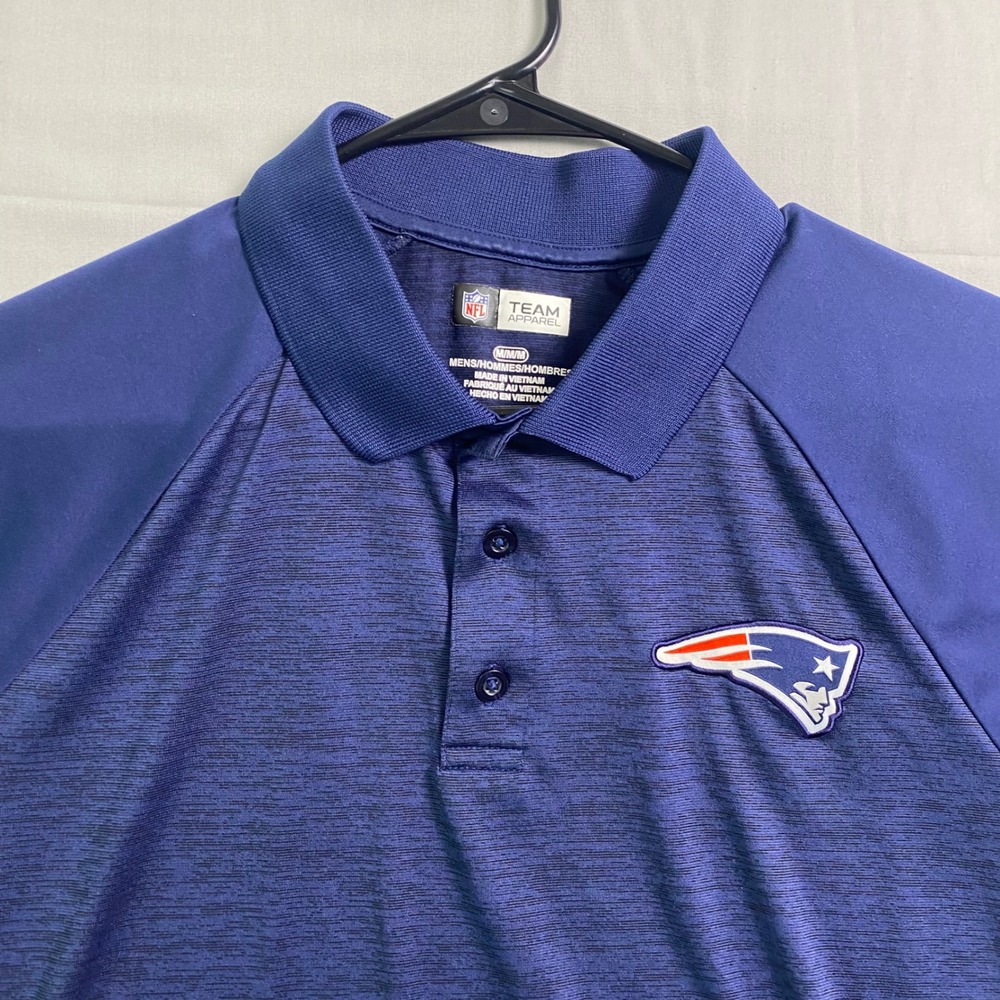 NFL Team Apparel New England Patriots Polo Shirt Mens Medium Bluer Performance